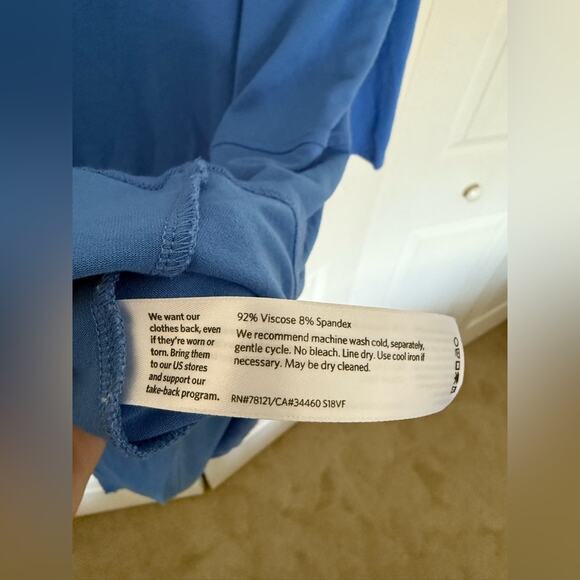 Eileen Fisher Stretch Jersey Asymmetrical-Hem Tunic Cobalt Blue Blouse Large - Picture 5 of 6